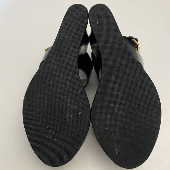 MARNI Sandal Wedge Open Toe Platform Ankle Strap Bow Black Leather 8 - Picture 10 of 10